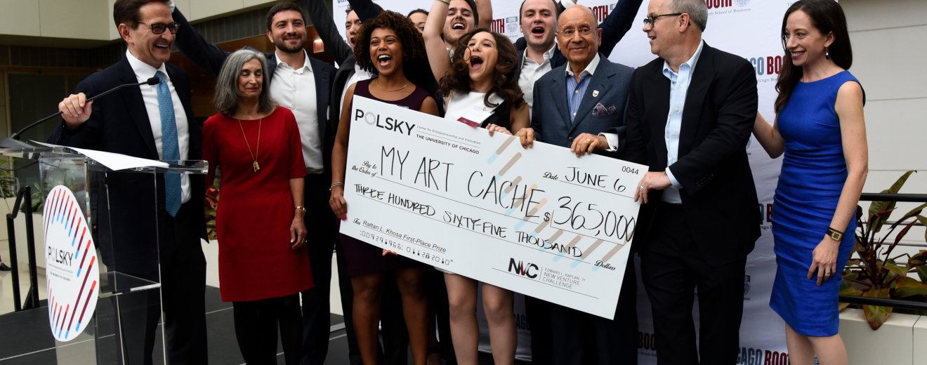 My Art Cache wins first place and largest-ever prize of $365,000 at the 2019 Edward L. Kaplan, ’71, New Venture Challenge