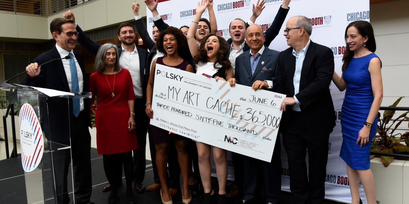 My Art Cache wins first place and largest-ever prize of $365,000 at the 2019 Edward L. Kaplan, ’71, New Venture Challenge